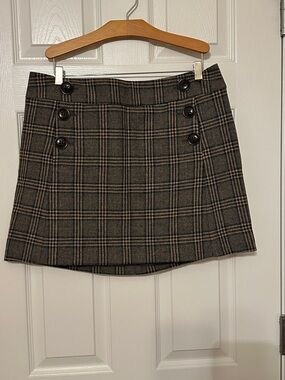 GAP Plaid Mini Skirt in Taupe and Black